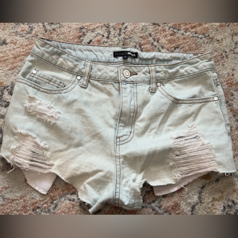 Fashion Nova Blue Distressed Jeans
